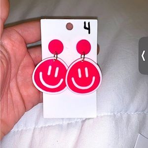 Brand new Pink Abstract Smiley Face Earrings